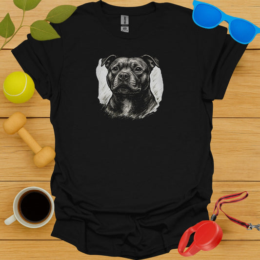 Graphic Print Bulldog Design on Black Shirt product