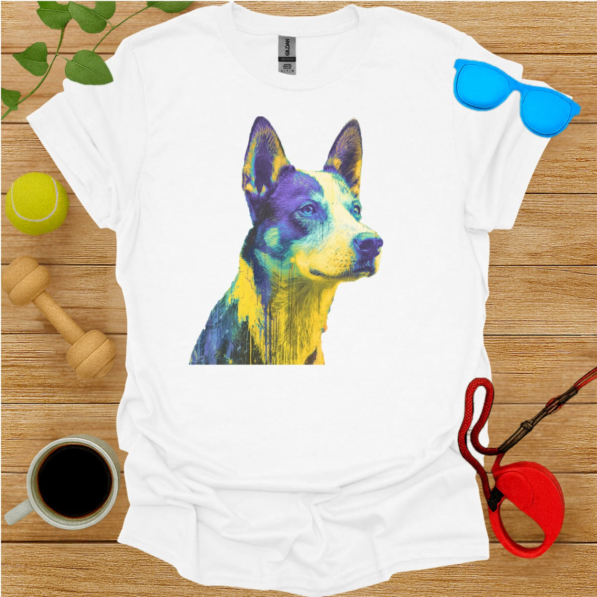 Colorful Abstract Dog Print T-Shirt for Animal Lovers