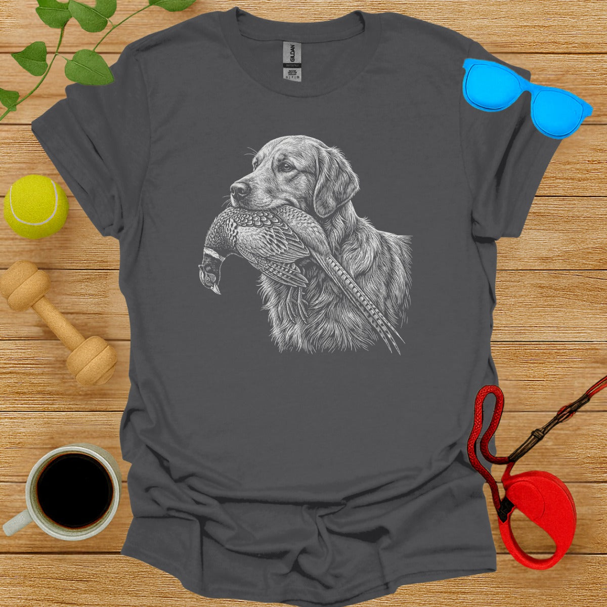 Dog Holding Bird Graphic T-Shirt for Animal Lovers
