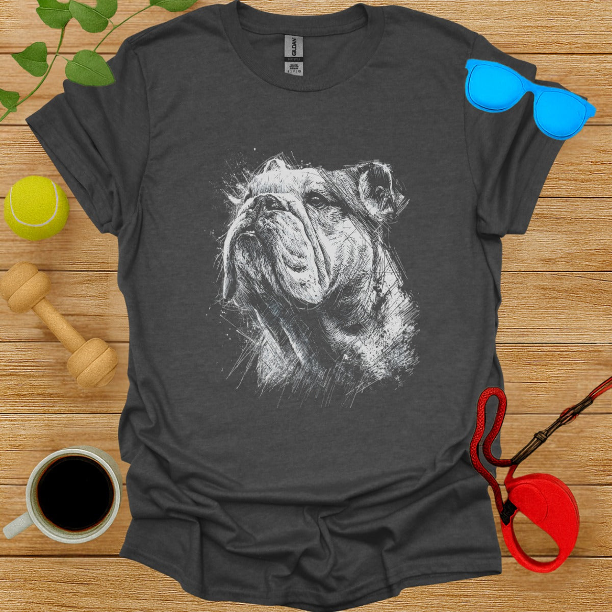 Majestic Bulldog Print Dark Grey Graphic T-Shirt