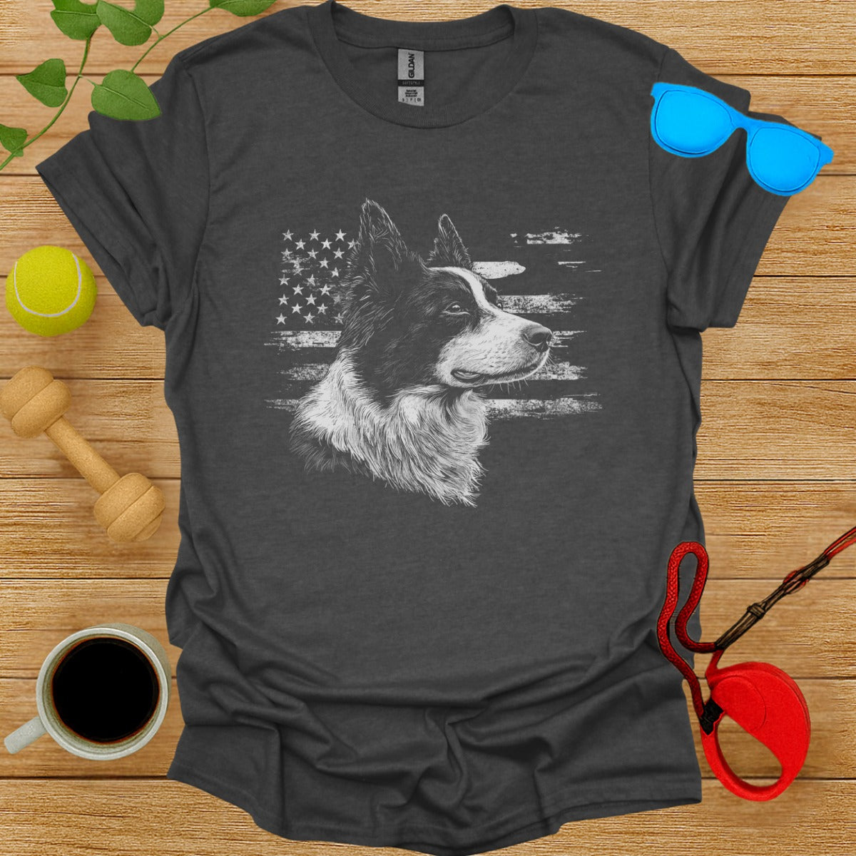 American Flag Border Collie Graphic T-shirt Product