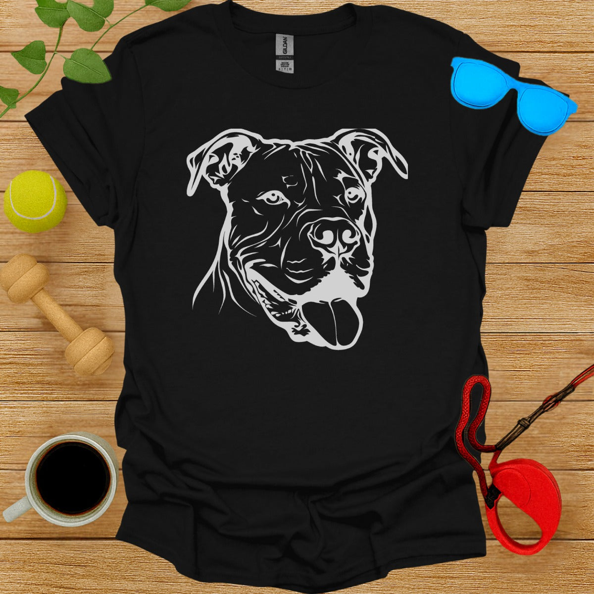Black T-Shirt with Dog Graphic Design Product