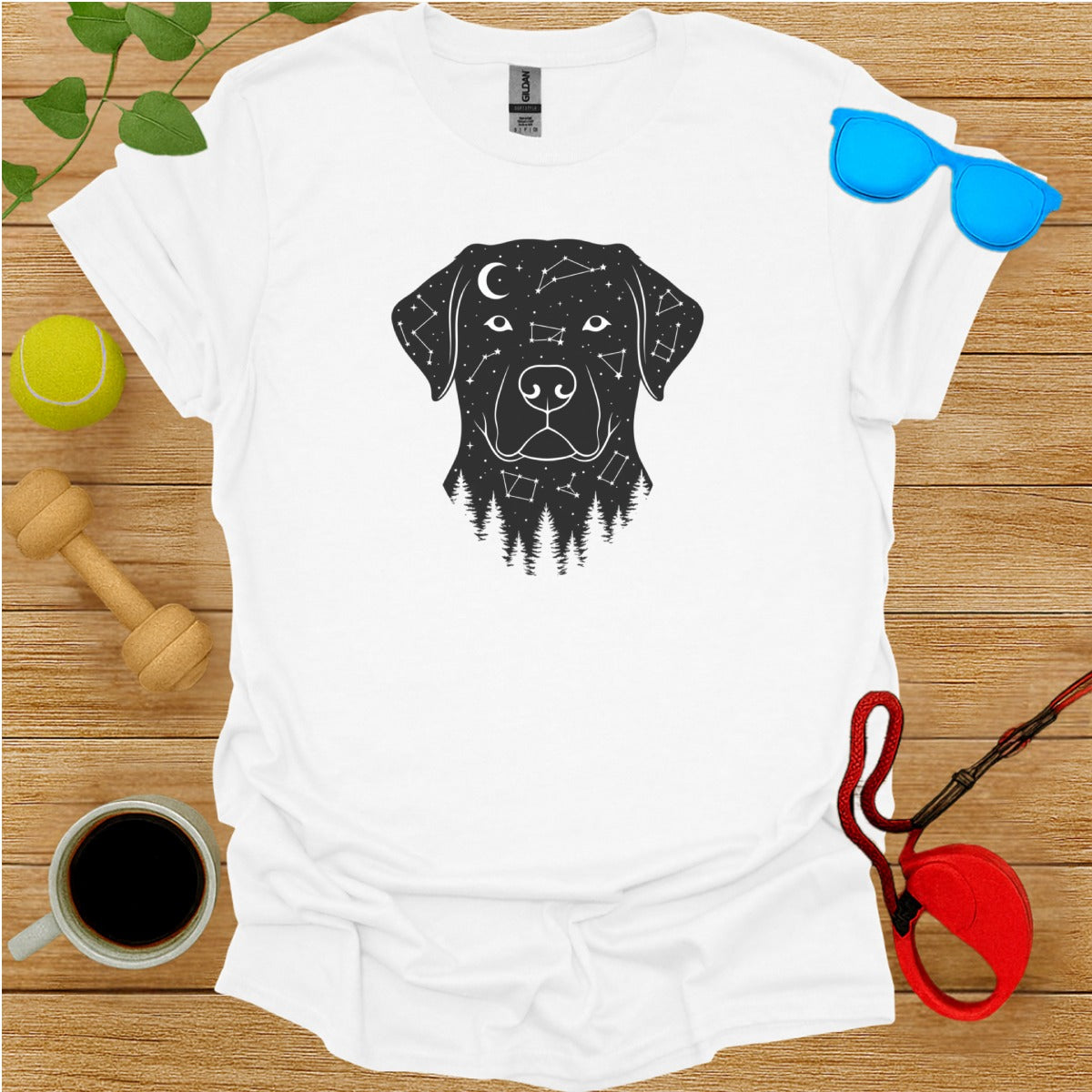 Stargazing Dog Graphic Printed Shirt