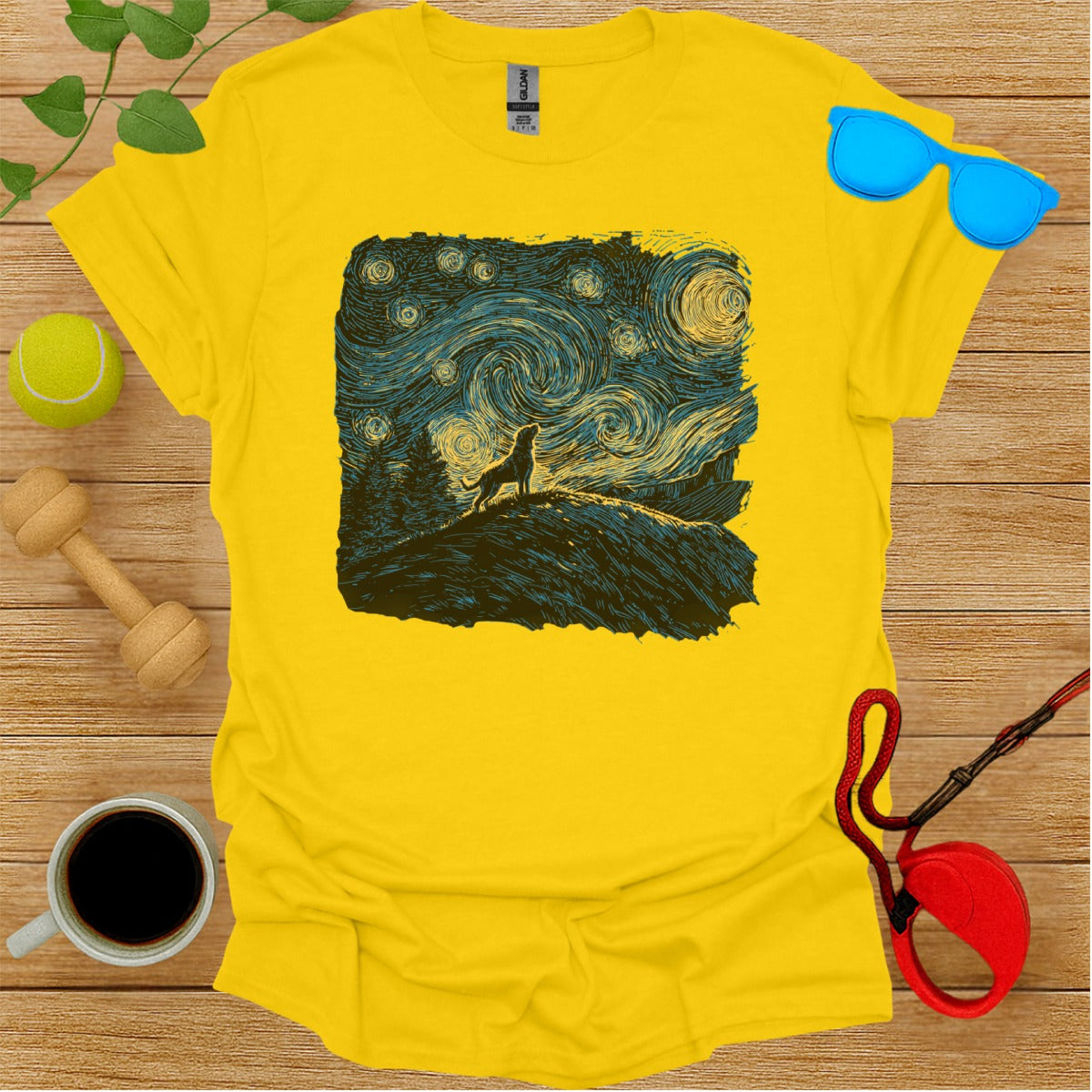 Starry Night Wilderness Design Graphic Tee