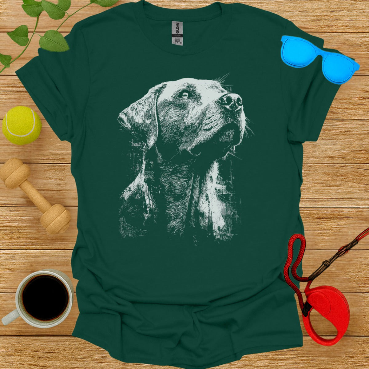 Realistic Dog Portrait Graphic Print T-Shirt