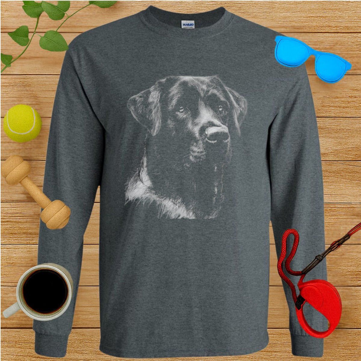 Black Lab Long Sleeve Graphic Design Shirt