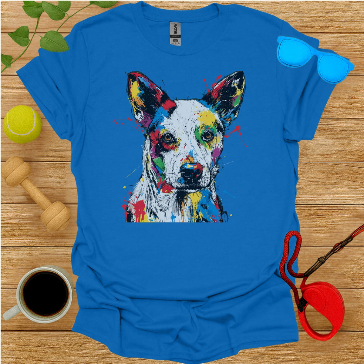 Colorful Abstract Dog Print T-Shirt Casual Wear