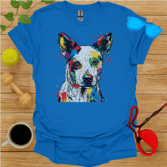 Colorful Abstract Dog Print T-Shirt Casual Wear