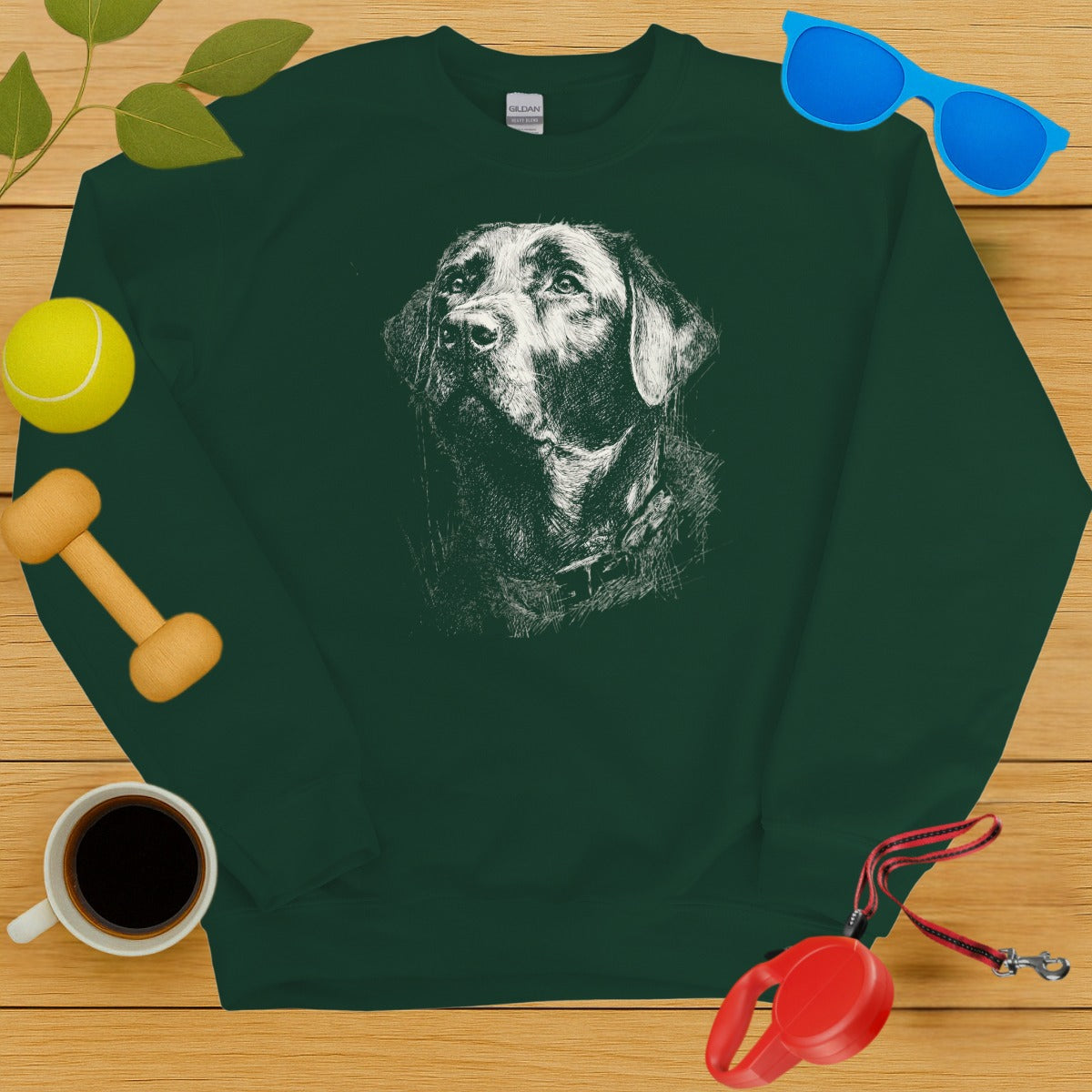 Sweatshirt with Artistic Dog Illustration Design