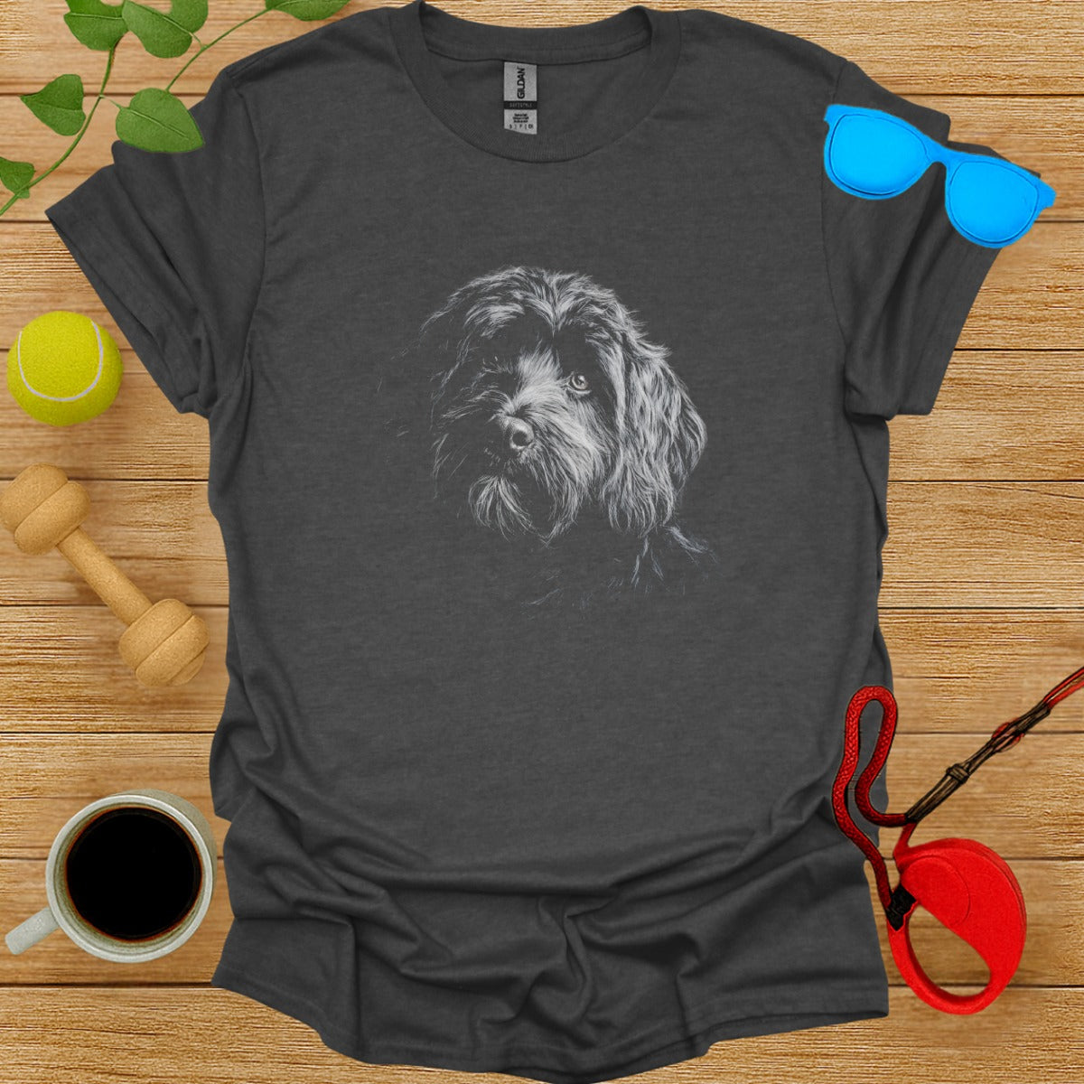 Hand-Drawn Shaggy Dog Print Tee for Pet Lovers