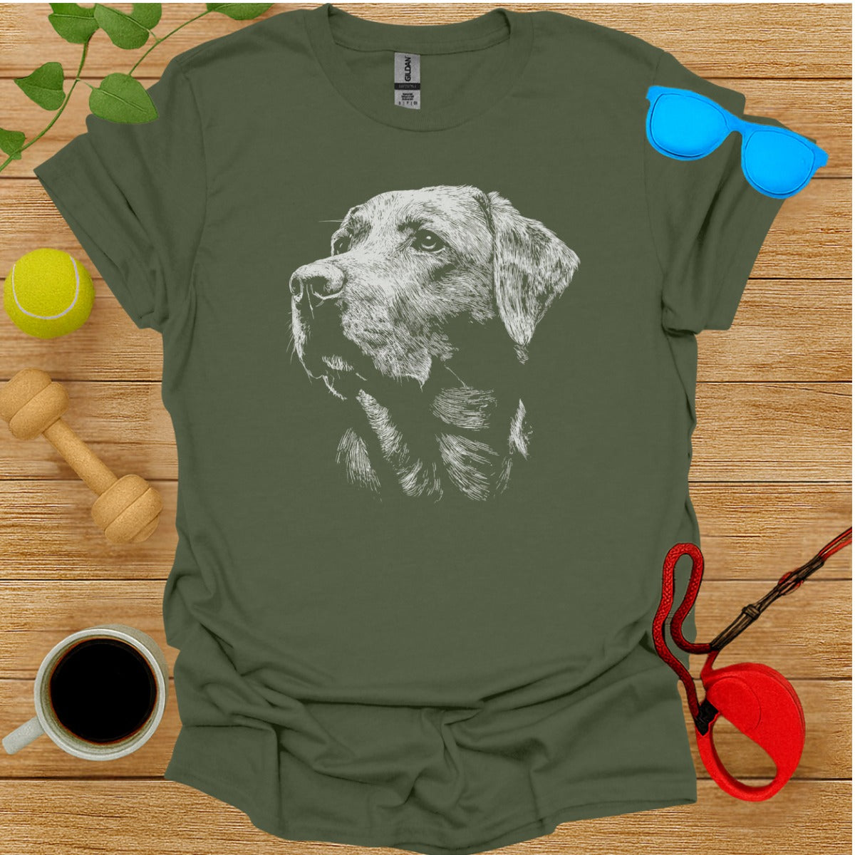 Detailed Illustration of Dog on Casual T-Shirt