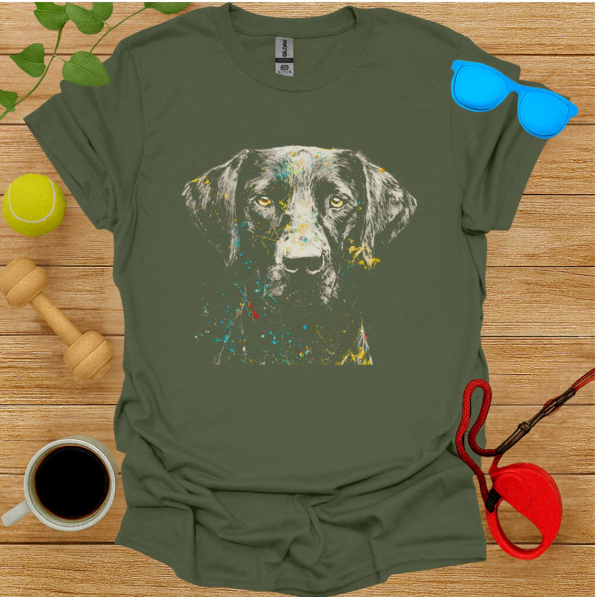Colorful Abstract Dog Art on T-Shirt Product