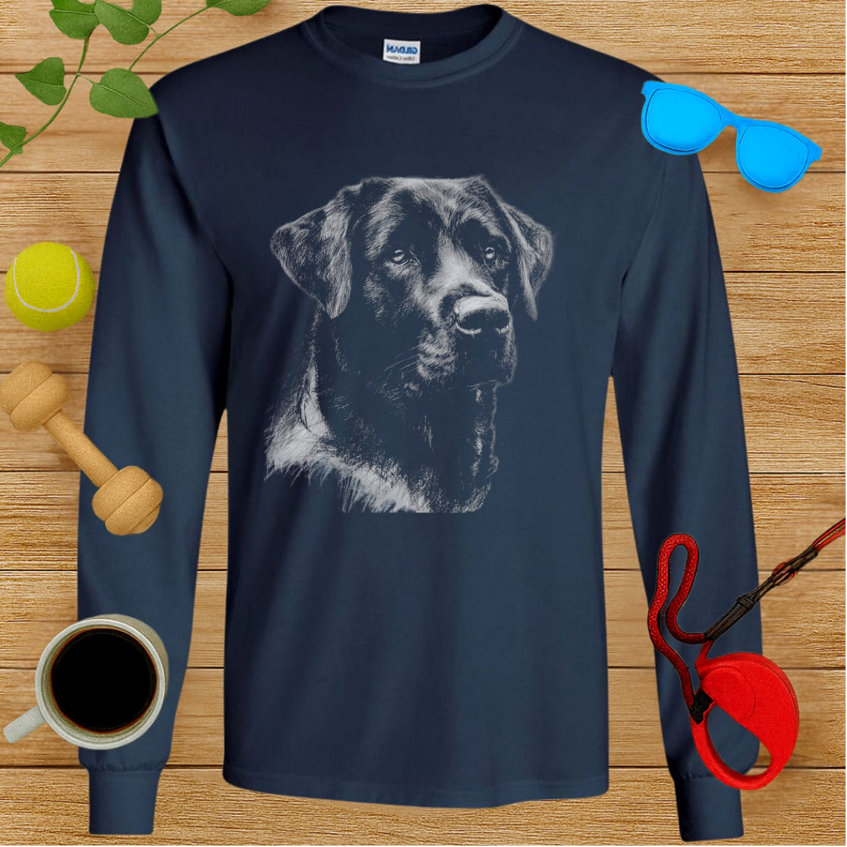 Long Sleeve Shirt with Black Lab Dog Print