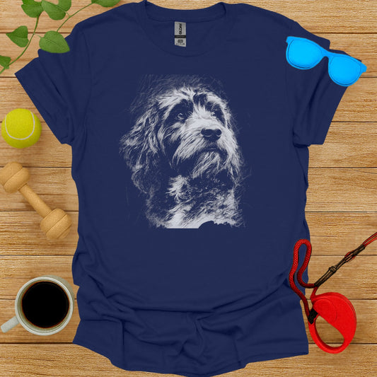 Artistic Dog Print T-shirt with Thoughtful Design