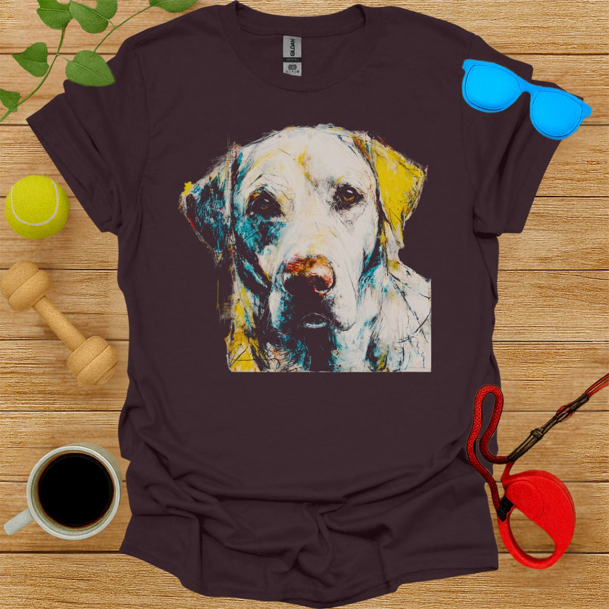 Abstract Colorful Dog Art Printed T-shirt Accessory Gift