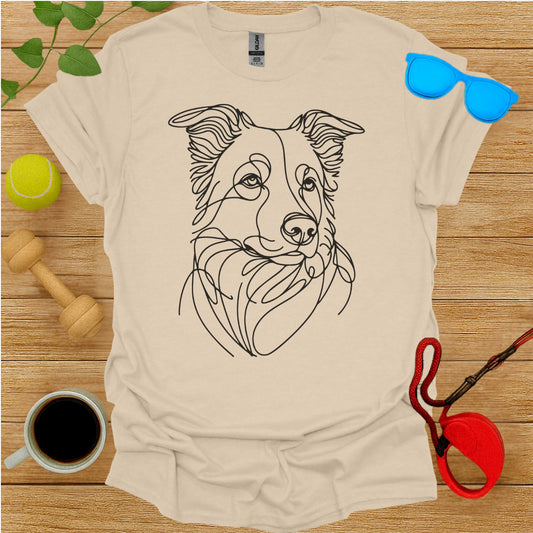Abstract Dog Line Art Design on Beige T-Shirt