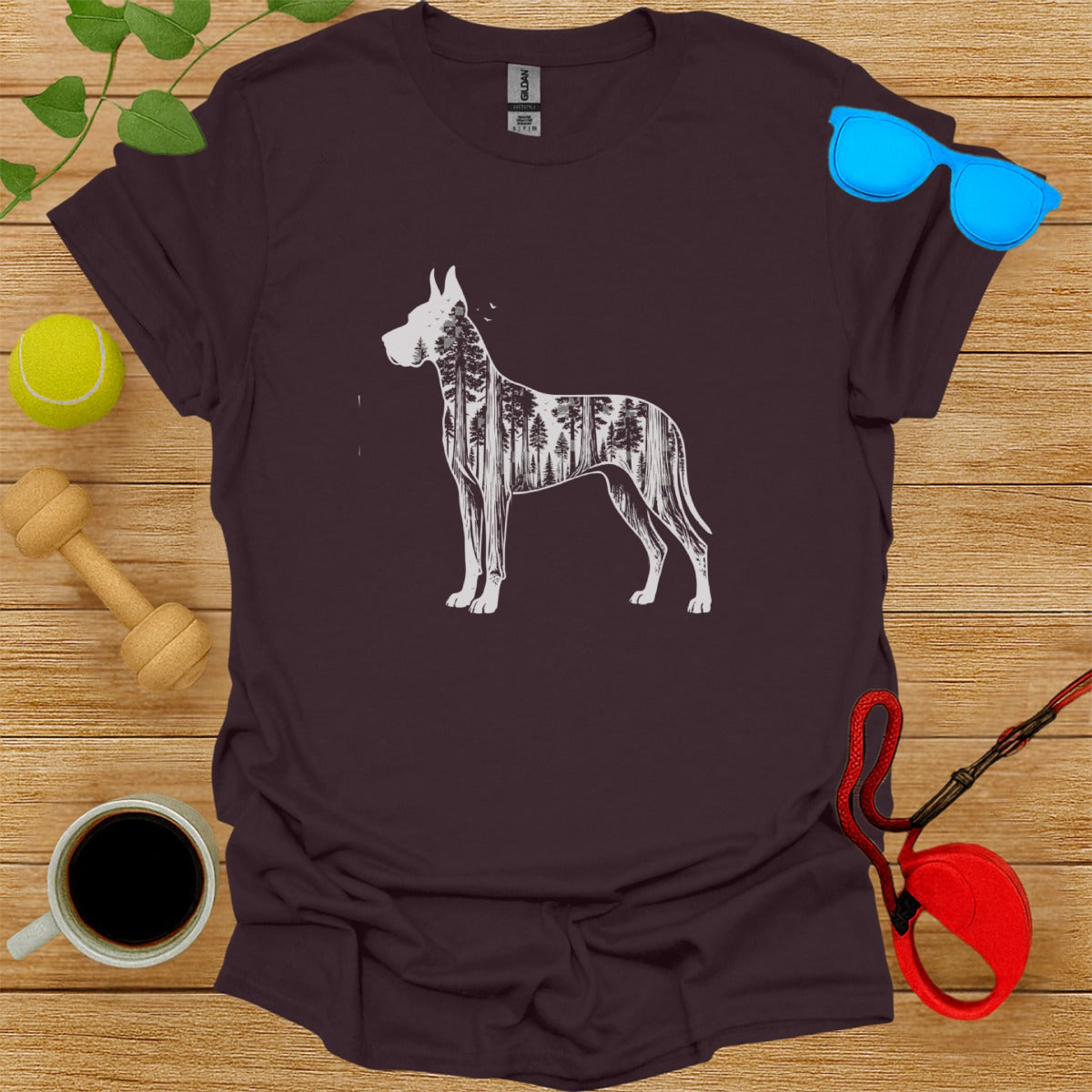Graphic Design Great Dane Dog Trees Unisex T-Shirt