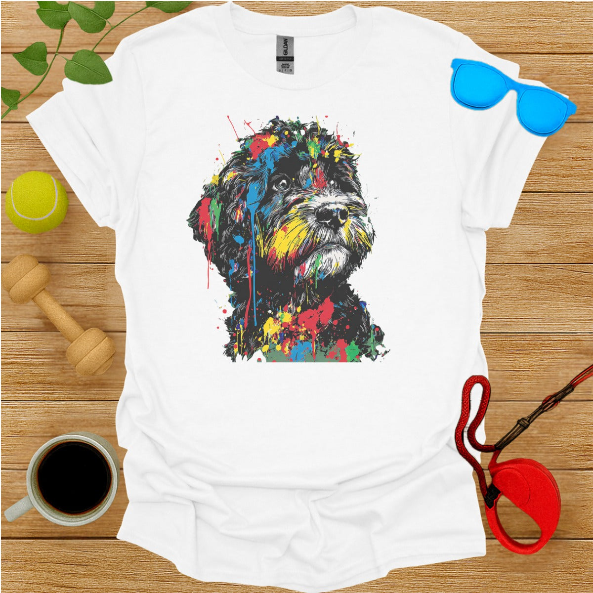 Colorful Artistic Dog Print T-Shirt for Pet Lovers
