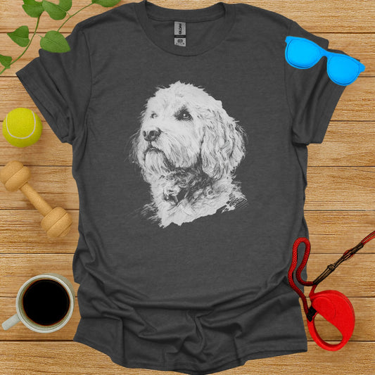 Detailed Dog Illustration on Dark Grey Shirt
