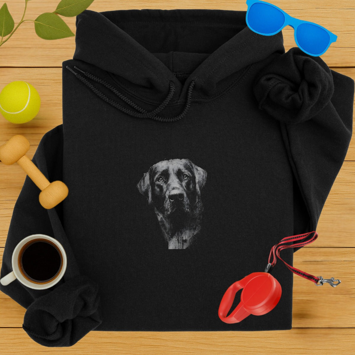 Labrador Face Print Design Black Hoodie Product