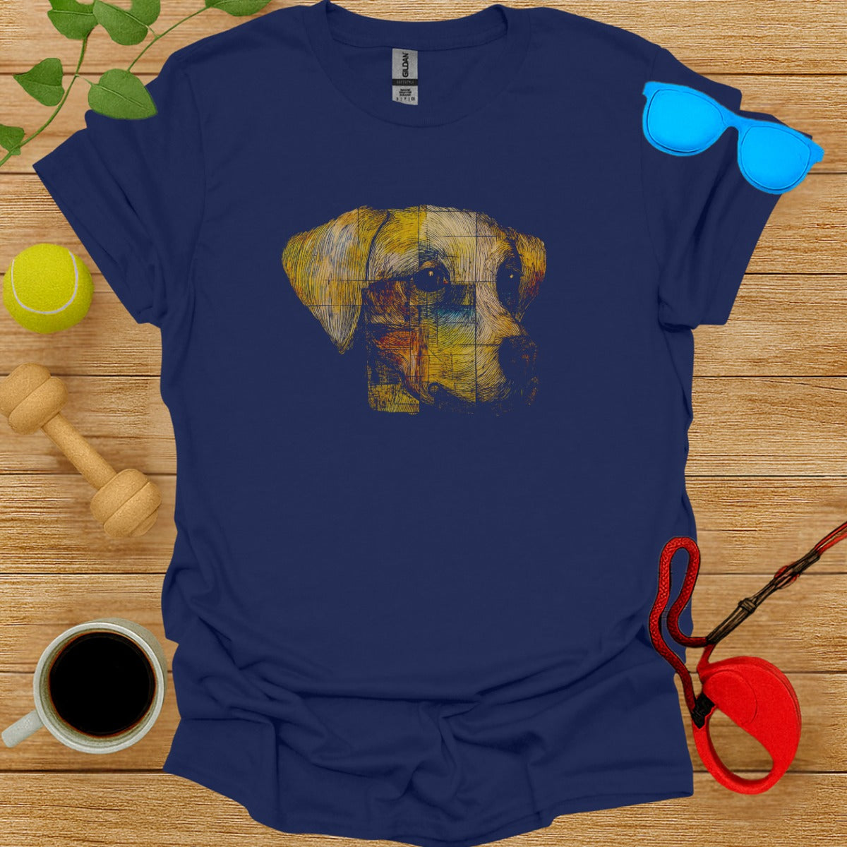 Graphic T-Shirt with Artistic Dog Portrait Design