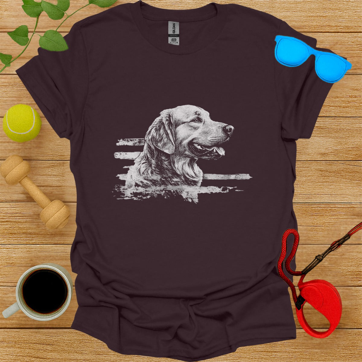 Graphic Tee with Artistic Dog Illustration Design