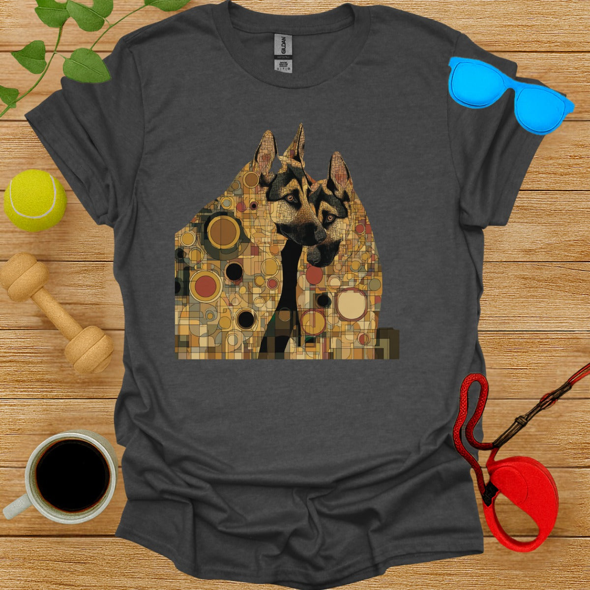 Abstract Art Style Dog Print Short Sleeve Shirt