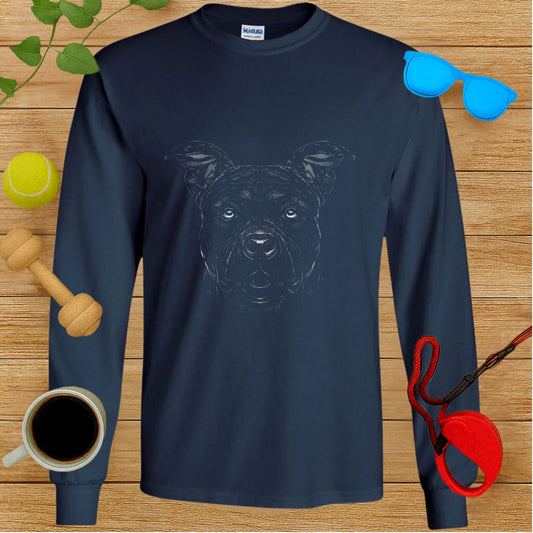 Long Sleeve Shirt with Dog Face Print Perfect for Pet Lovers