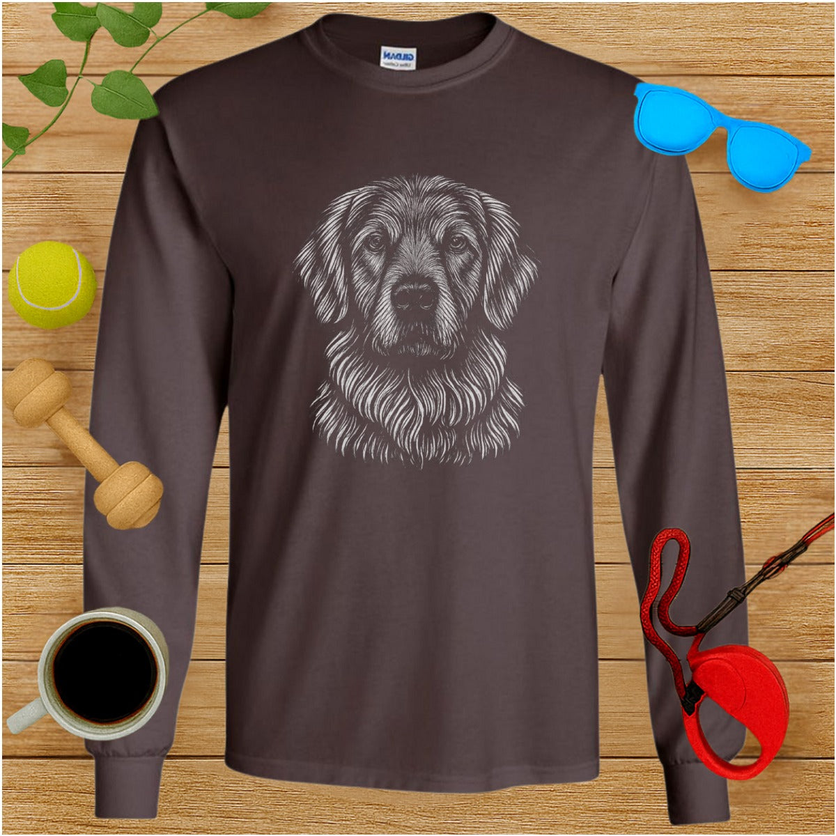 Long Sleeve Shirt with Detailed Dog Illustration