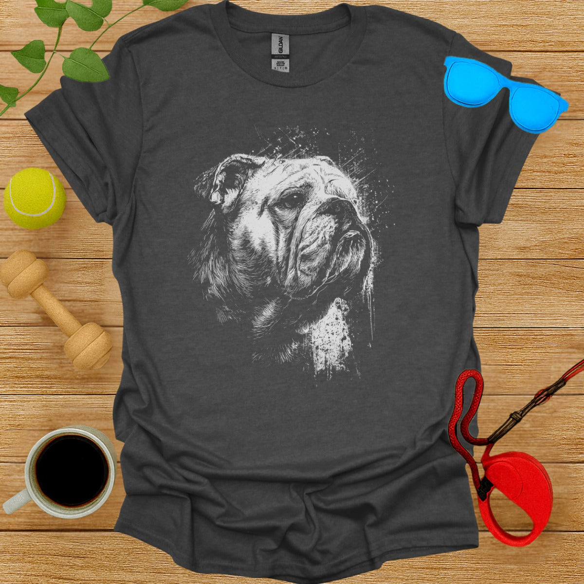 Bulldog Graphic Dark Grey T-Shirt Unique Dog Lover Tee