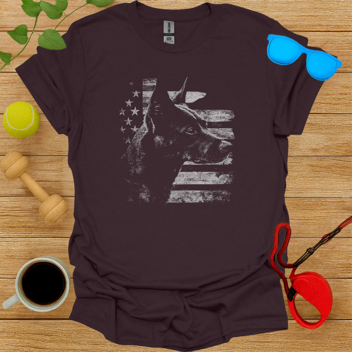 American Flag German Shepherd Dog Graphic T-shirt