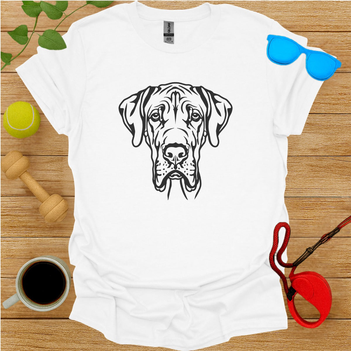 Great Dane Dog Graphic Print White T-Shirt