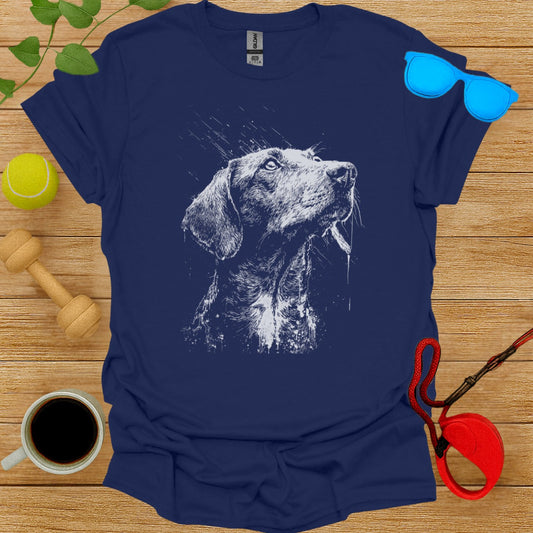 Blue T-Shirt with Intricate Dog Illustration Design
