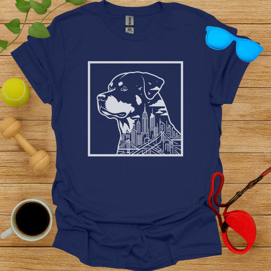 Rottweiler Skyline Graphic Design T-shirt