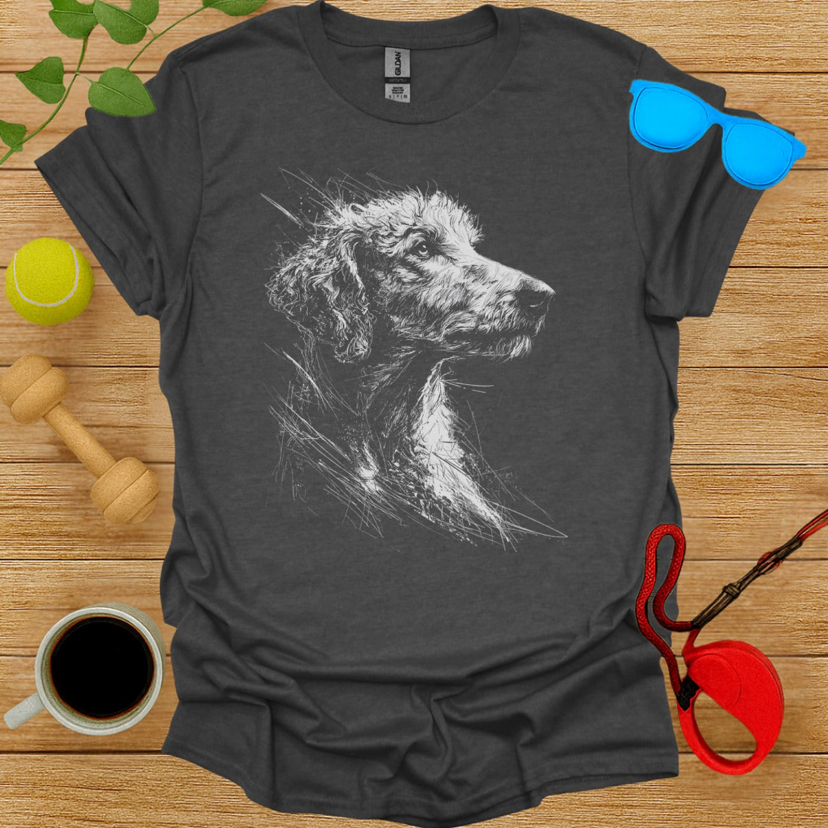 Realistic Dog Sketch Graphic T-Shirt for Animal Lovers