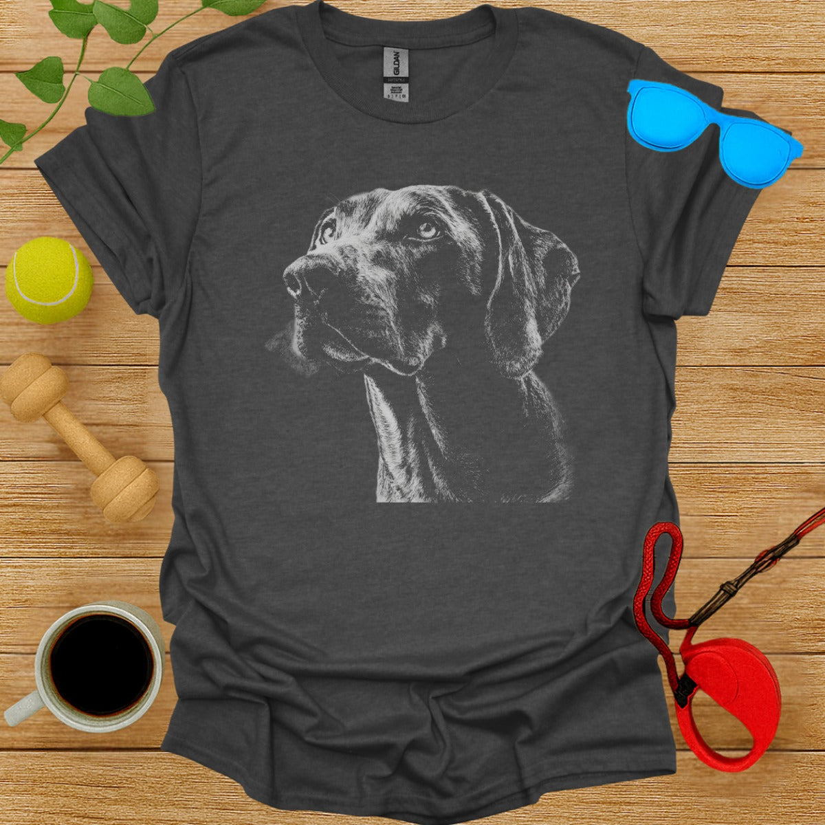 Charcoal T-shirt with Artistic Dog in Portrait Design