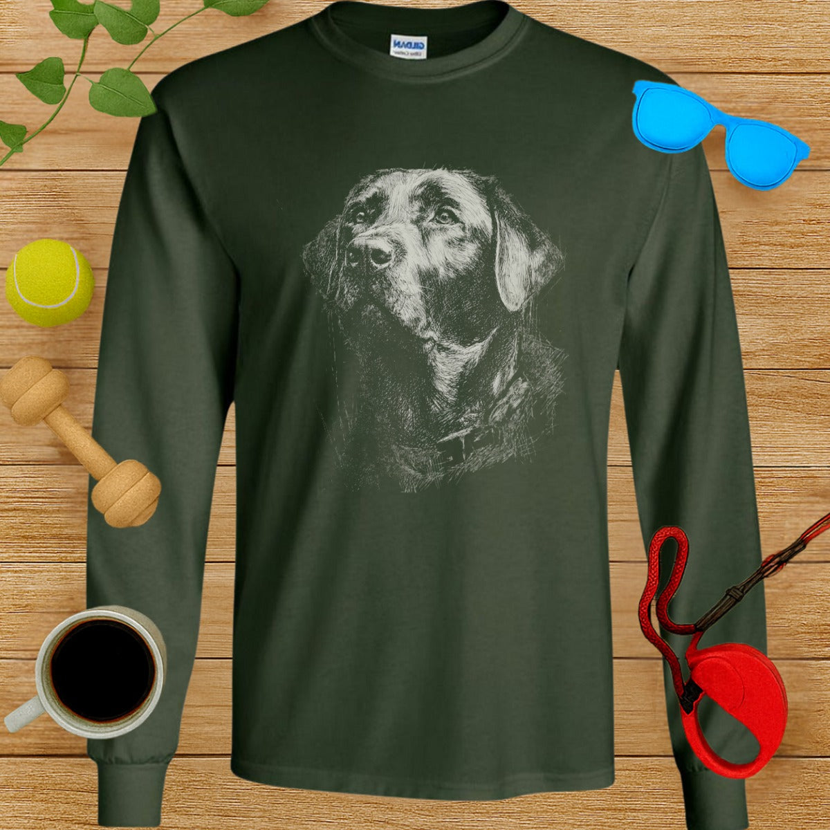 Long Sleeve Shirt with Graphic of Labrador Retriever