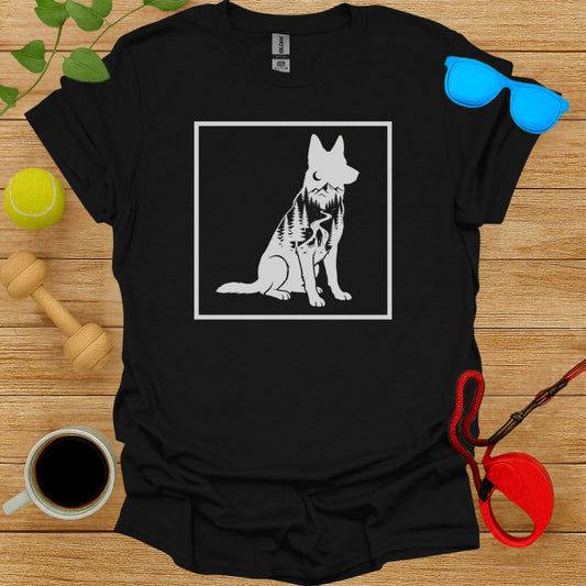Stylish Graphic Dog Print on Casual Black T-Shirt