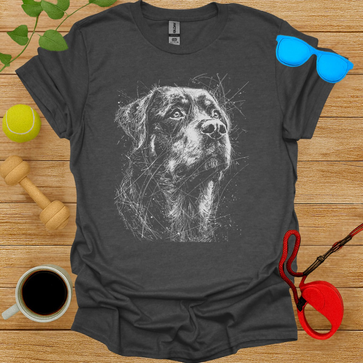 Realistic Labrador Design on Dark Gray T-shirt Product