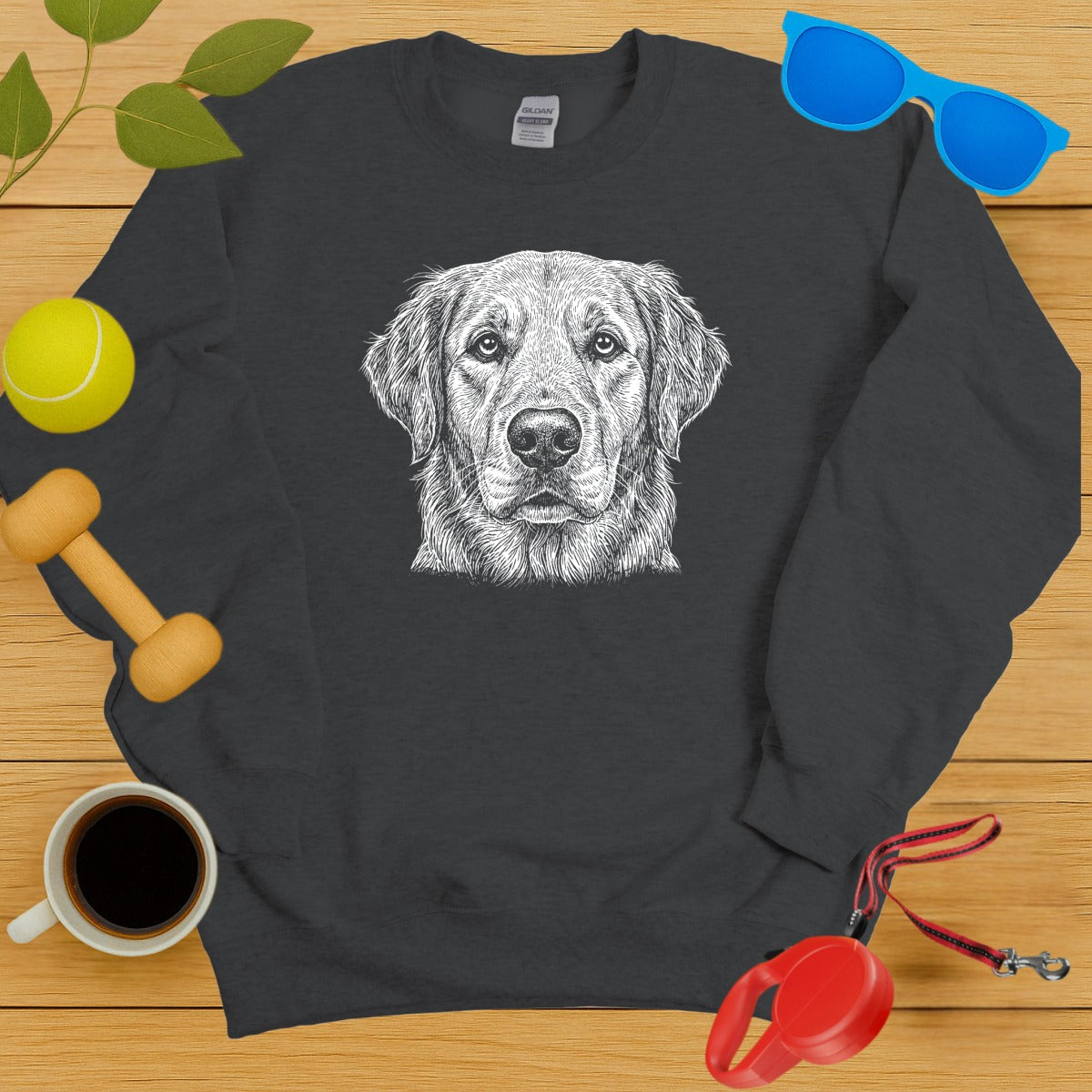 Golden Retriever Face Detailed Artwork Sweatshirt