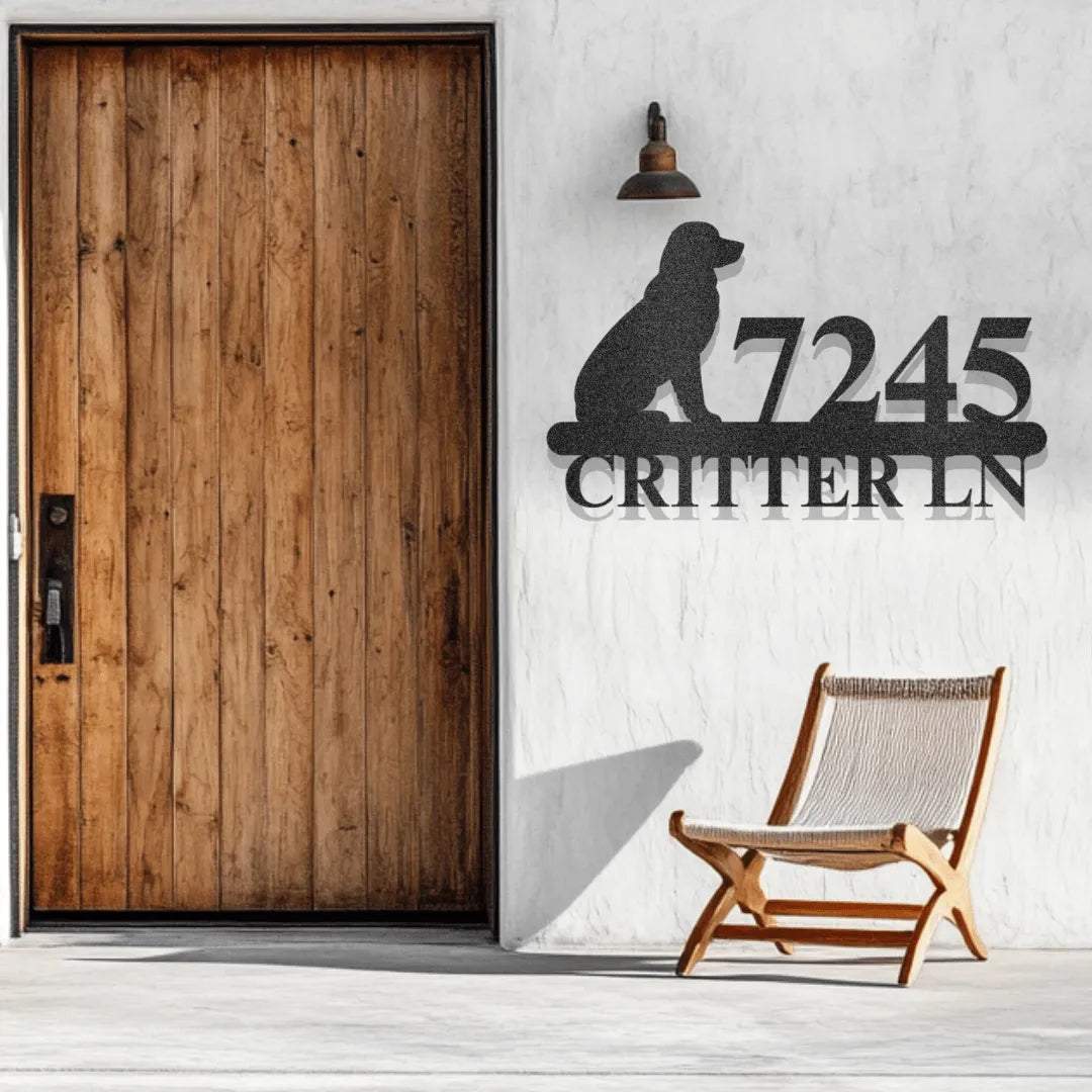 My Easy Monogram Steel Sign Custom Dog Breed Metal Address Sign