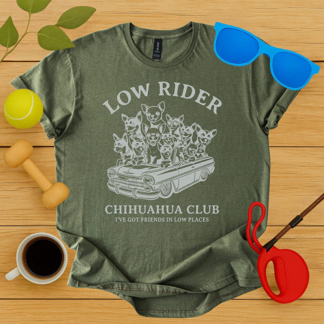 Printify T-Shirt Military Green / S Low Rider Chihuahua Club T-Shirt